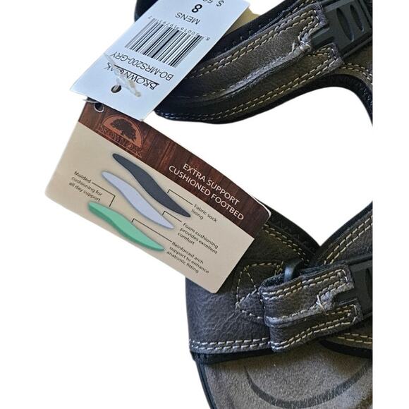 Brown Oak Men\'s Leather Sport Sandal Size 8 Gray NWT BO-MRS200-GRY main image 5